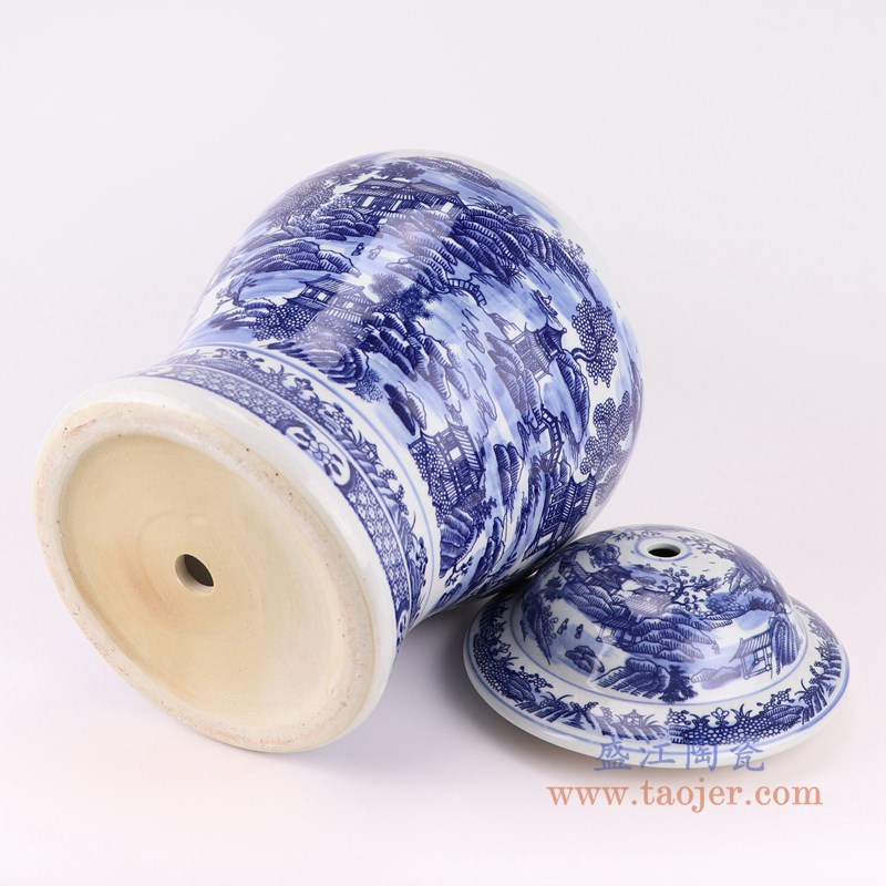 青花山水将军罐灯具;产品编号:DS-RZSI06 产品尺寸(单位cm): 高:43直径:28口径:底径:21.5重量:6KG