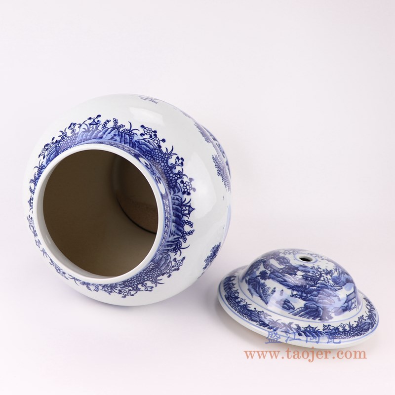 青花山水将军罐灯具;产品编号:DS-RZSI06 产品尺寸(单位cm): 高:43直径:28口径:底径:21.5重量:6KG
