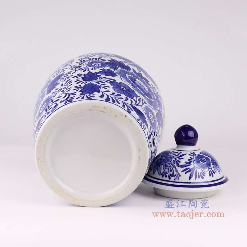 青花花卉将军罐,产品编号:RXAE-FL21-ND252 产品尺寸(单位cm): 高35直径口径底径11重量55KG