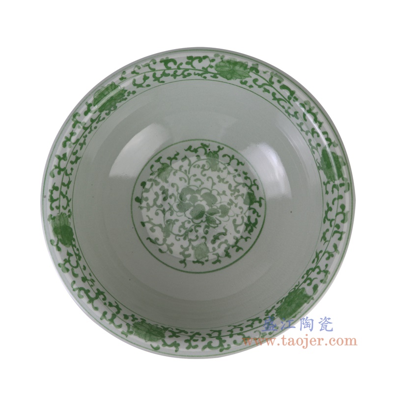 绿色缠枝莲大碗,产品编号:RXAH14 产品尺寸(单位cm): 高17.5直径48.5口径底径23重量9.8KG