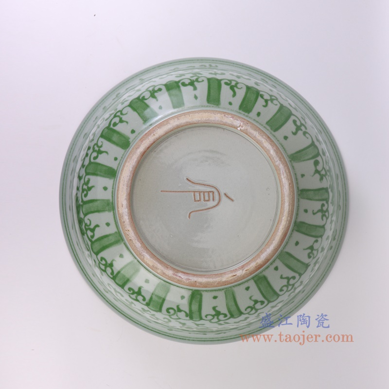 绿色缠枝莲大碗，产品编号：RXAH14       产品尺寸(单位cm):  高17.5直径48.5口径底径23重量9.8KG