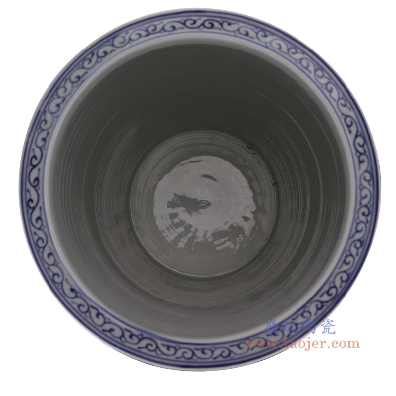 青花缠枝莲箭筒直筒大缸,产品编号:RXAL10 产品尺寸(单位cm): 高60直径37口径10.7底径重量22.3KG