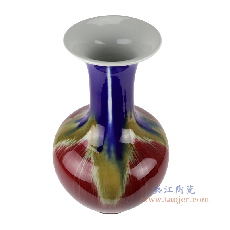 郎红蓝釉三阳开泰赏瓶,产品编号:RXAM06 产品尺寸(单位cm): 高48直径28.1口径8.5底径13.6重量7.4KG