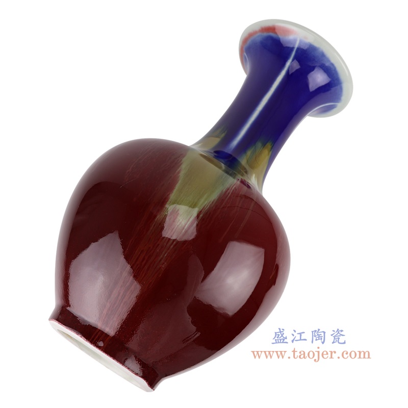 郎红蓝釉三阳开泰赏瓶,产品编号:RXAM06 产品尺寸(单位cm): 高48直径28.1口径8.5底径13.6重量7.4KG