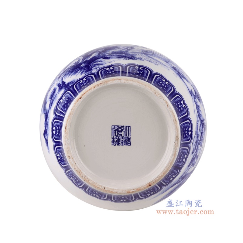 青花山水赏瓶,产品编号:RXAQ03-A 产品尺寸(单位cm): 高52直径35.5口径底径20.5重量7.2KG