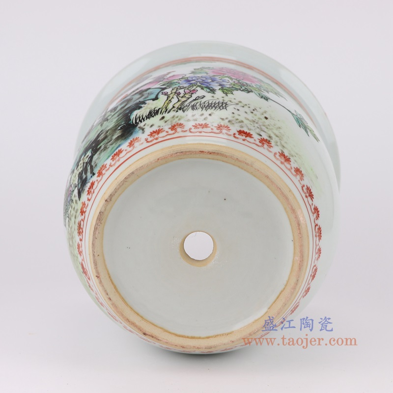 白底粉彩手绘凤凰牡丹纹花盆大号,产品编号:RYSZ15-B 产品尺寸(单位cm): 高22.5直径27口径14.2底径14.7重量3.4KG