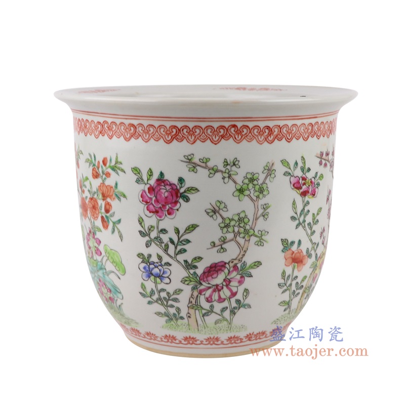 粉彩手绘牡丹荷花菊花梅花四季花纹花盆大号,产品编号:RYSZ15-C 产品尺寸(单位cm): 高22.5直径27口径20.5底径14.7重量3.4KG