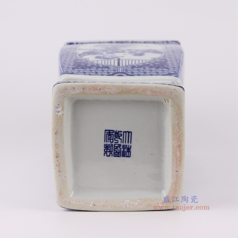青花开窗婴戏图童子人物四面花瓶,产品编号:RYUJ50 产品尺寸(单位cm): 高40直径15口径底径10.2重量3.4KG
