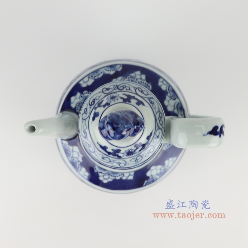 青花开窗山水壶,产品编号:RYUK47 产品尺寸(单位cm): 高23直径16口径11底径7.9重量1.15KG