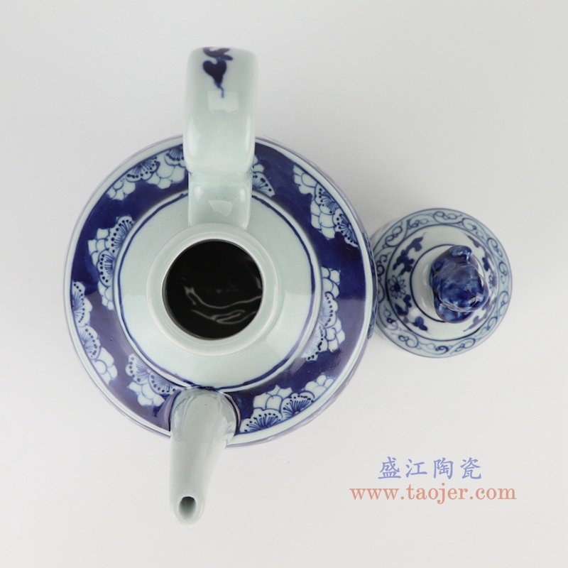 青花开窗山水壶,产品编号:RYUK47 产品尺寸(单位cm): 高23直径16口径11底径7.9重量1.15KG