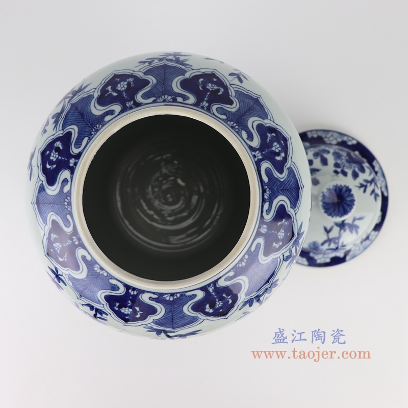 青花竹林七贤人物将军罐,产品编号:RYUK49 产品尺寸(单位cm): 高36直径22.5口径22底径17.2重量3.6KG