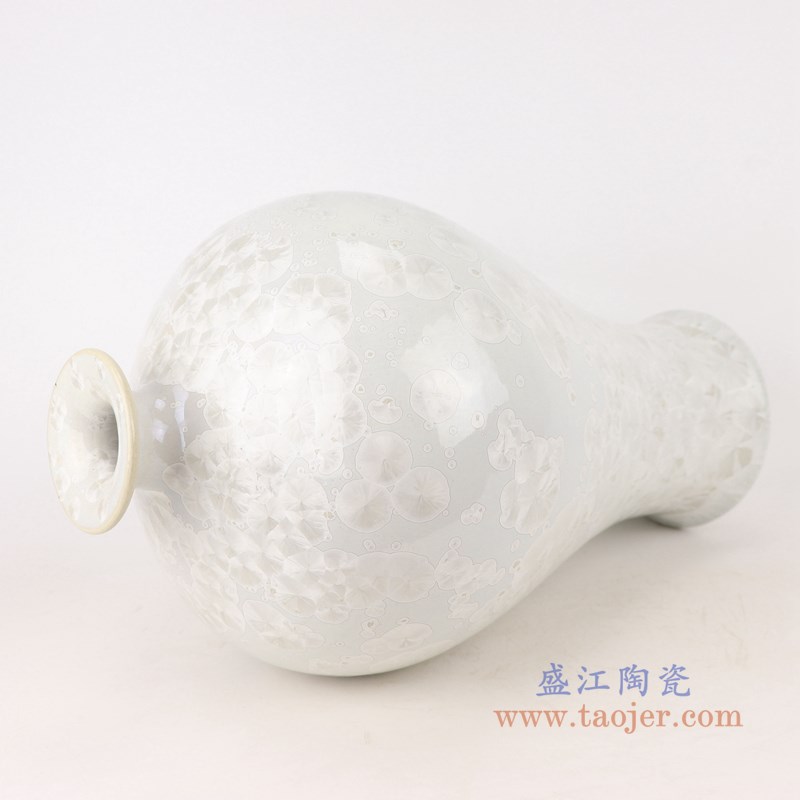 结晶釉纯白色白底梅瓶;产品编号:RYYX08 产品尺寸(单位cm): 高:41.5直径:23.8口径:8底径:13.7重量:5.3KG