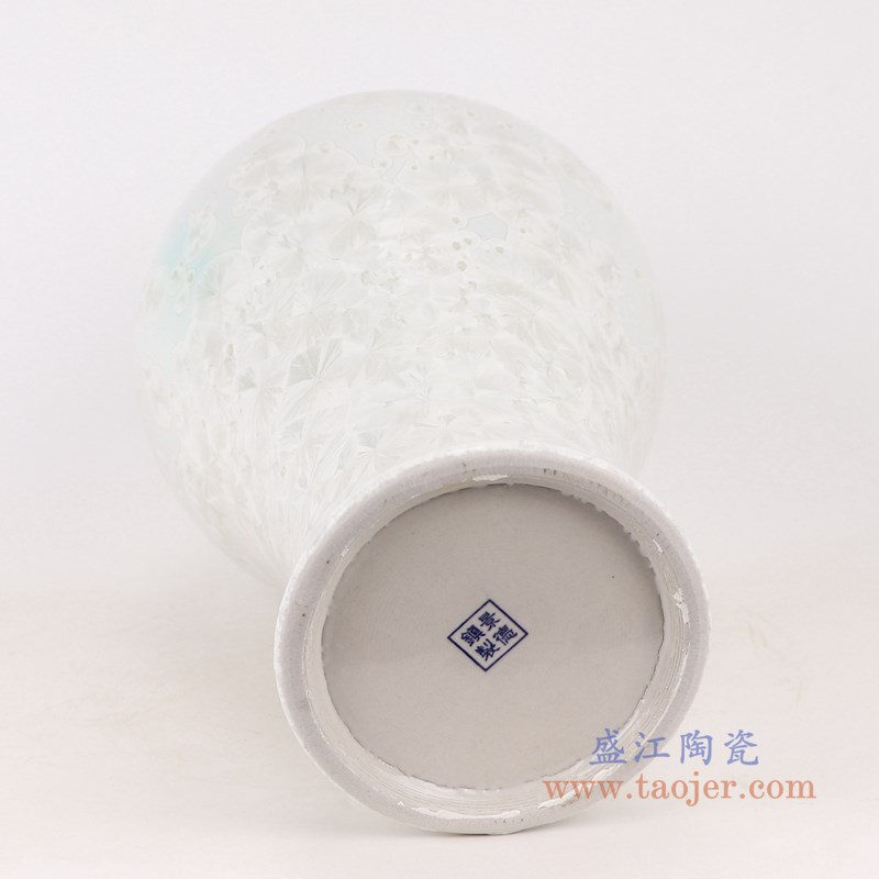 结晶釉纯白色白底梅瓶;产品编号:RYYX08 产品尺寸(单位cm): 高:41.5直径:23.8口径:8底径:13.7重量:5.3KG