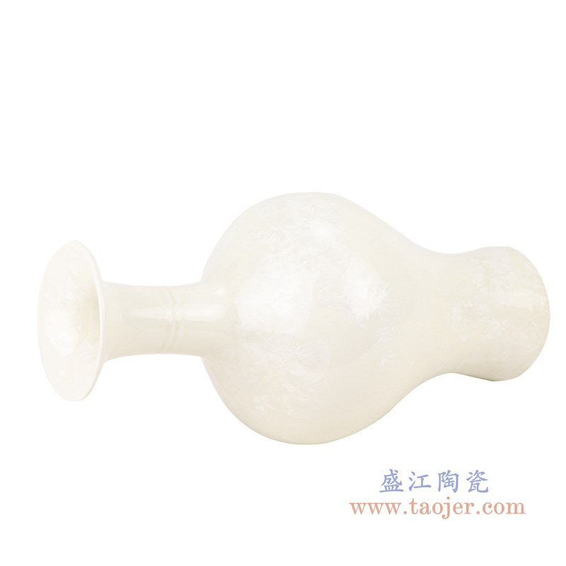 结晶釉纯白色观音小花瓶;产品编号:RZCU09 产品尺寸(单位cm): 高:34.3直径:16.5口径:9.3底径:9.5重量:1.65KG