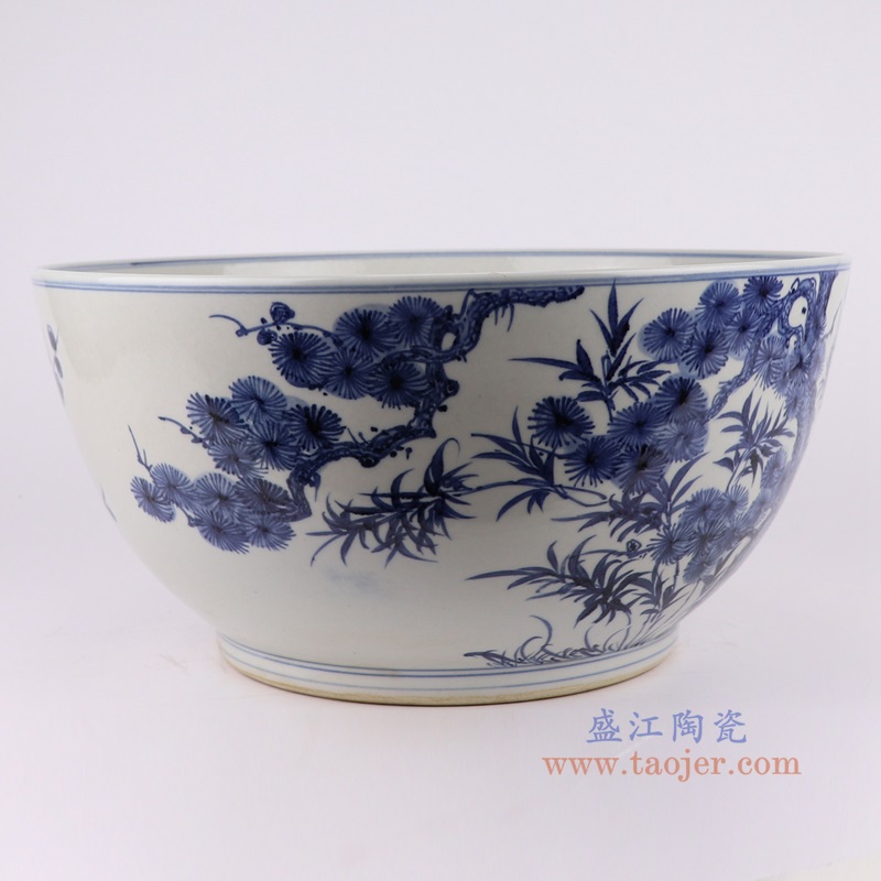 青花松竹梅大碗,产品编号:RZFH07-E 产品尺寸(单位cm): 高20直径40.5口径底径23重量6.35KG