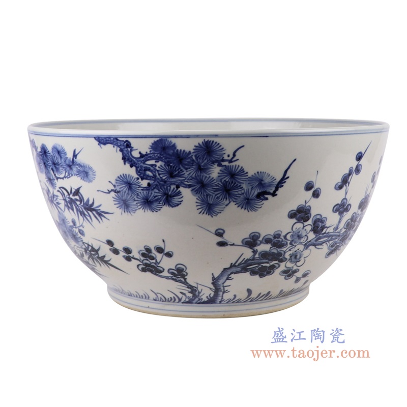青花松竹梅大碗,产品编号:RZFH07-E 产品尺寸(单位cm): 高20直径40.5口径底径23重量6.35KG