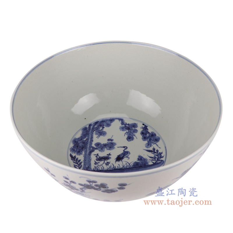 青花松竹梅大碗,产品编号:RZFH07-E 产品尺寸(单位cm): 高20直径40.5口径底径23重量6.35KG