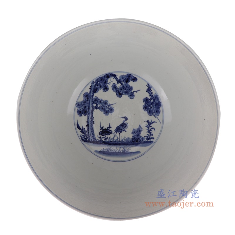青花松竹梅花鹿大碗,产品编号:RZFH07-F 产品尺寸(单位cm): 高20直径40.5口径8.5底径23重量6.35KG