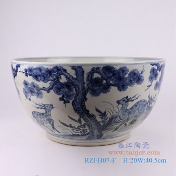 RZFH07-F     青花松竹梅花鹿大碗，   高20直径40.5口径8.5底径23重量6.35KG