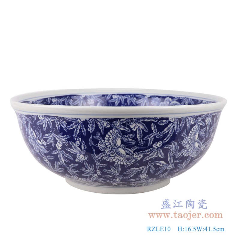 青花冰梅蝴蝶纹台盆;产品编号:RZLE10 产品尺寸(单位cm): 高:16.5直径:41.5口径:41.5底径:20.7重量:7.35KG