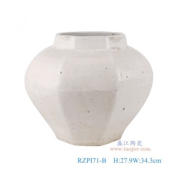 RZPI71-B    白色八方罐子，   高27.9直径34.3口径底径18重量6.1KG