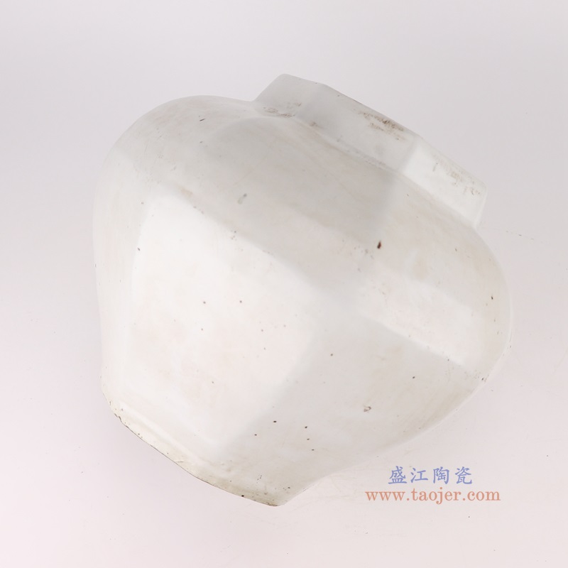 白色八方罐子,产品编号:RZPI71-B 产品尺寸(单位cm): 高27.9直径34.3口径底径18重量6.1KG