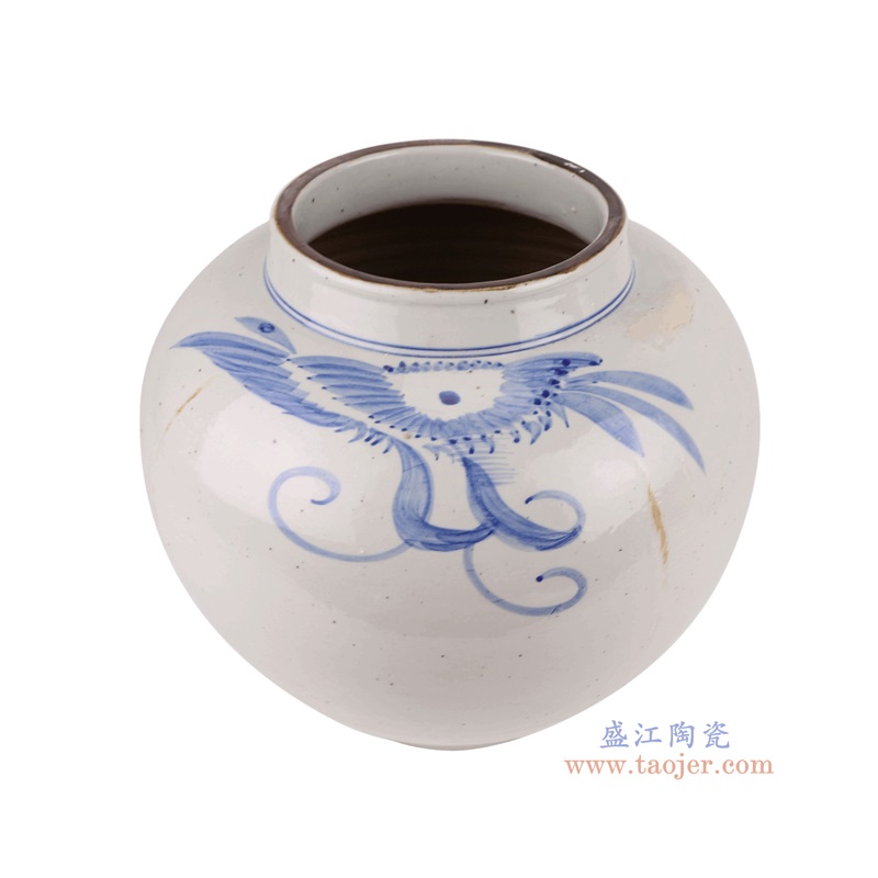 青花花卉圆罐子,产品编号:RZPI76 产品尺寸(单位cm): 高27.2直径29.6口径底径12.6重量4.9KG