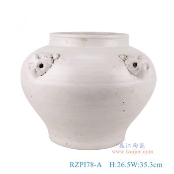 RZPI78-A   白色狮子头耳大罐，    高26.5直径35.3口径底径19.2重量5.7KG