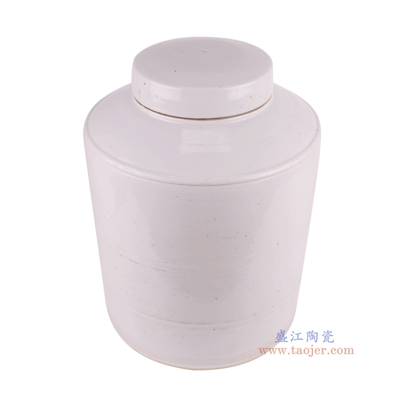 白色直筒茶叶罐，产品编号：RZPI80       产品尺寸(单位cm):  高38直径27口径底径重量9.7KG