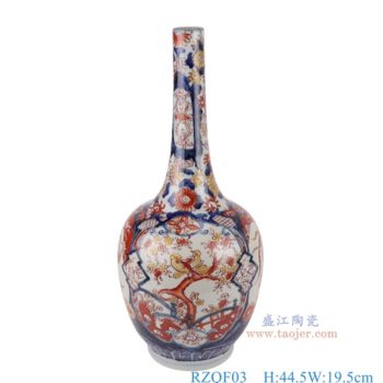 RZQF03   150件青花矾红凤凰花鸟胆瓶，  高44.5直径19.5口径底径11.8重量3.25KG