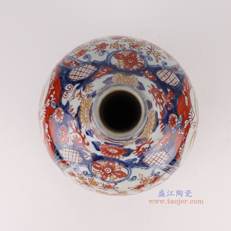 150件青花矾红凤凰花鸟胆瓶，产品编号：RZQF03       产品尺寸(单位cm):  高44.5直径19.5口径底径11.8重量3.25KG