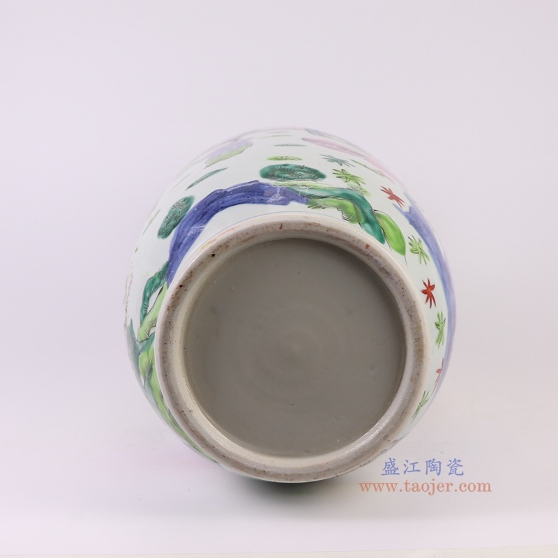300件青花粉彩红绿斗彩刮筋人物棒槌瓶,产品编号:RZQF12 产品尺寸(单位cm): 高57直径21口径底径13.6重量6.2KG