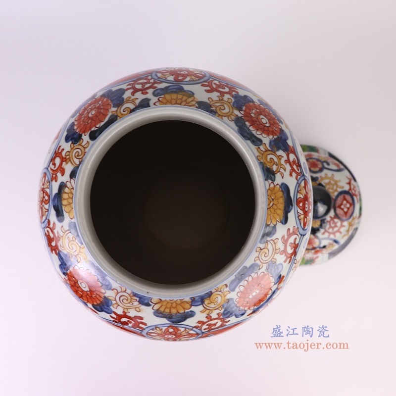 200件青花矾红凤凰花鸟将军罐，产品编号：RZQF17       产品尺寸(单位cm):  高55.4直径26.3口径底径14.8重量7.75KG