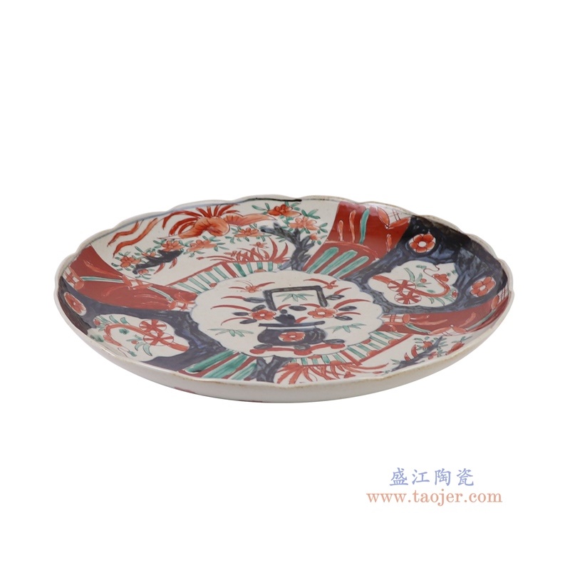 青花斗彩凤凰花卉纹大盘,产品编号:RZQF31 产品尺寸(单位cm): 高5直径35.2口径底径22.5重量1.9KG