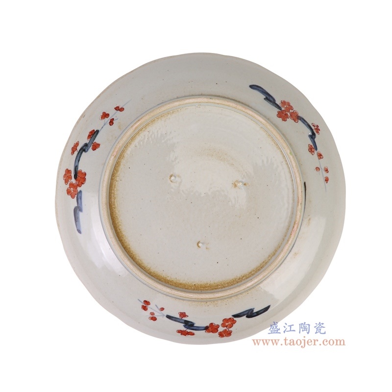 青花斗彩凤凰花卉纹大盘,产品编号:RZQF31 产品尺寸(单位cm): 高5直径35.2口径底径22.5重量1.9KG