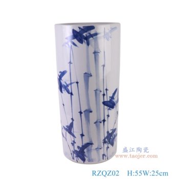 RZQZ02   青花竹纹箭筒直筒伞筒，   高55直径25口径底径重量10.75KG