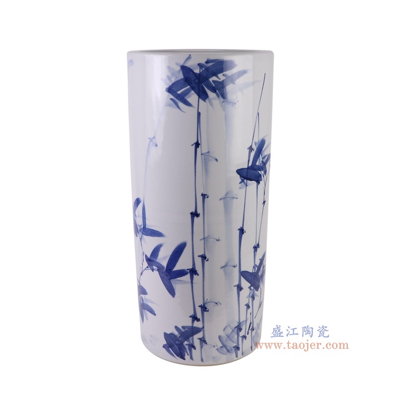 青花竹纹箭筒直筒伞筒,产品编号:RZQZ02 产品尺寸(单位cm): 高55直径25口径底径重量10.75KG