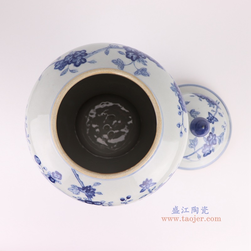 青花花卉将军罐,产品编号:RZSI40-A 产品尺寸(单位cm): 高39直径21.2口径底径14.4重量3.1KG