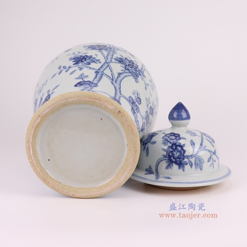 青花花卉将军罐,产品编号:RZSI40-A 产品尺寸(单位cm): 高39直径21.2口径底径14.4重量3.1KG