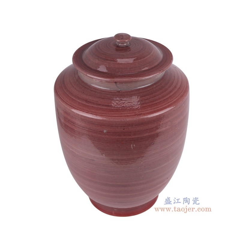 红色将军罐盖罐，产品编号：RZSX61       产品尺寸(单位cm):  高33.8直径22.8口径底径13.5重量4.5KG