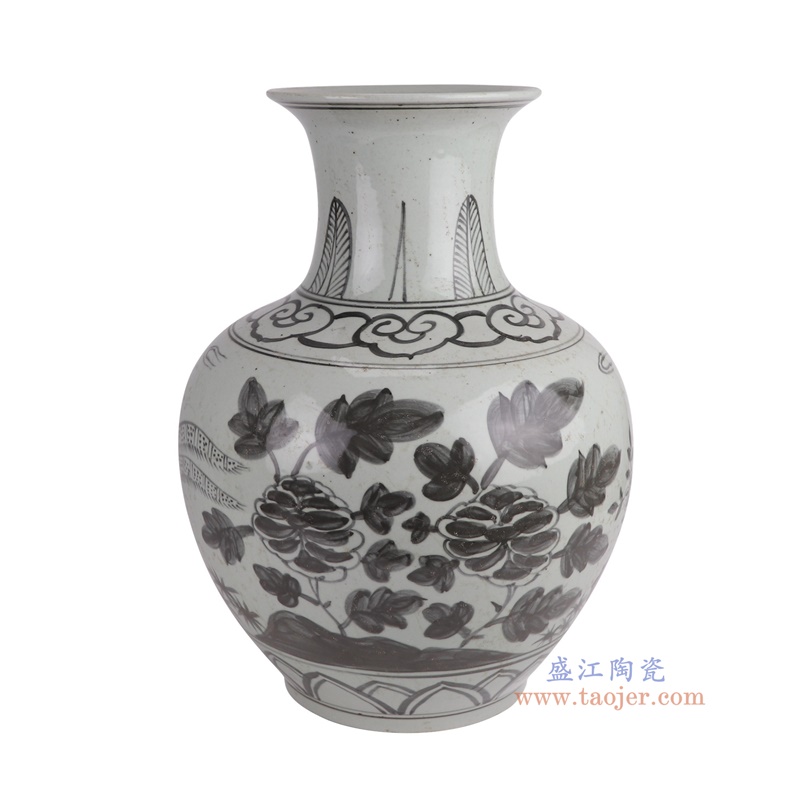 墨彩锦鸡花鸟花瓶,产品编号:RZSX64 产品尺寸(单位cm): 高19.2直径21.5口径底径17重量2.2KG