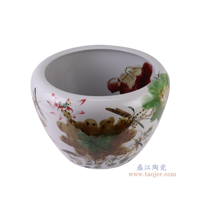 窑变粉彩荷花缸,产品编号:RZTH05 产品尺寸(单位cm): 高28直径41口径底径26.6重量10.8KG