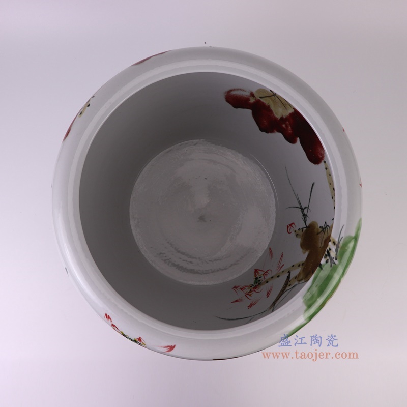 窑变粉彩荷花缸,产品编号:RZTH05 产品尺寸(单位cm): 高28直径41口径底径26.6重量10.8KG