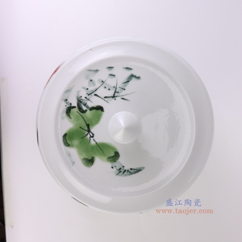窑变粉彩荷花米缸西瓜缸,产品编号:RZTH07 产品尺寸(单位cm): 高30.5直径28.5口径底径20.5重量7.25KG