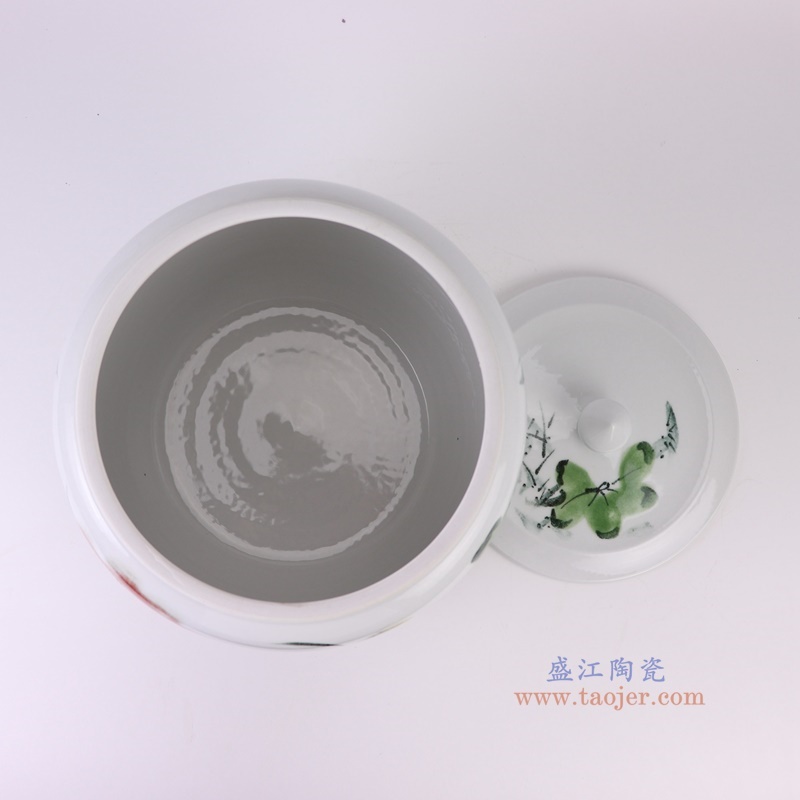 窑变粉彩荷花米缸西瓜缸,产品编号:RZTH07 产品尺寸(单位cm): 高30.5直径28.5口径底径20.5重量7.25KG