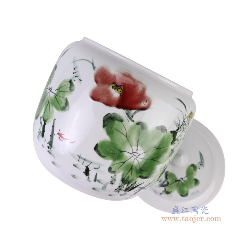 窑变粉彩荷花米缸西瓜缸,产品编号:RZTH07 产品尺寸(单位cm): 高30.5直径28.5口径底径20.5重量7.25KG