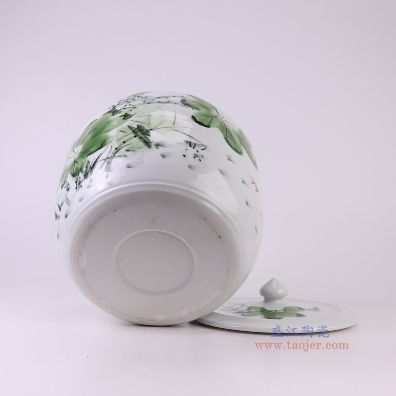 窑变粉彩荷花米缸西瓜缸,产品编号:RZTH07 产品尺寸(单位cm): 高30.5直径28.5口径底径20.5重量7.25KG