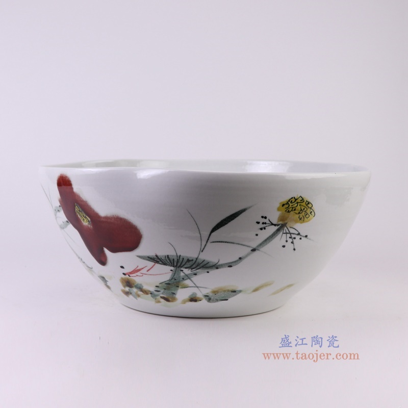 窑变粉彩异形荷花缸水浅,产品编号:RZTH12 产品尺寸(单位cm): 高16.5直径40口径底径22重量4.95KG