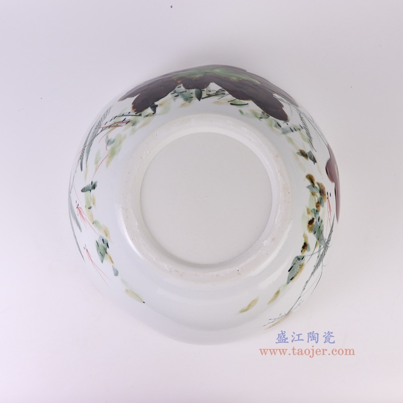 窑变粉彩异形荷花缸水浅,产品编号:RZTH12 产品尺寸(单位cm): 高16.5直径40口径底径22重量4.95KG