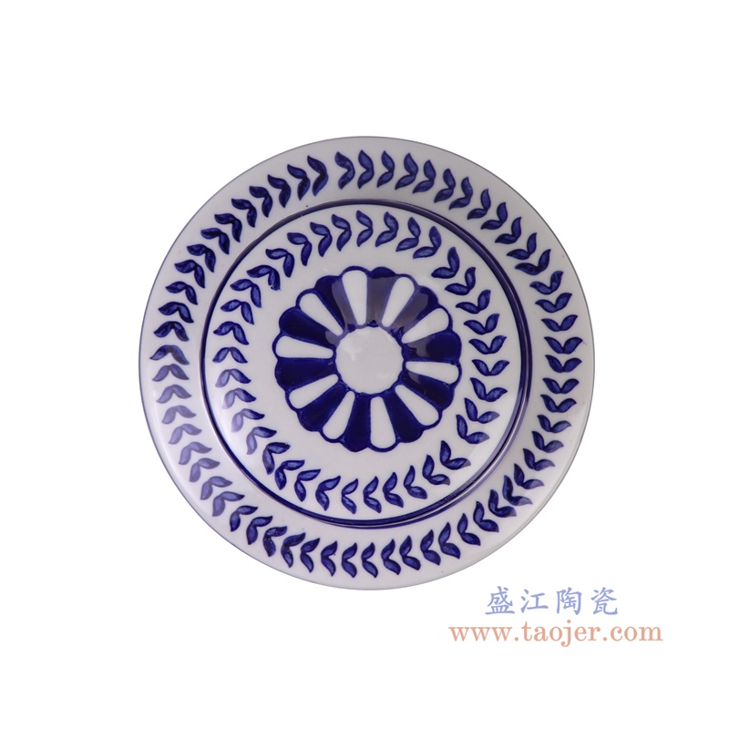 青花蓝底竖纹直筒茶叶罐小号,产品编号:RZTo53-C-S 产品尺寸(单位cm): 高16直径15.3口径底径重量1.1KG